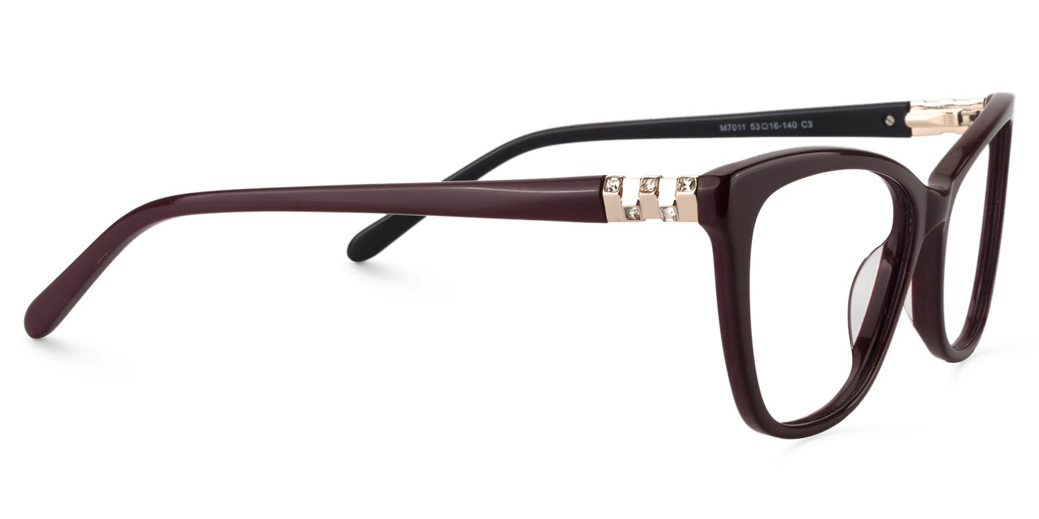 Cat eye Dark Red Glasses | Zeelool Glasses4