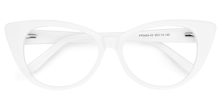 Cindy Cat Eye White Glasses