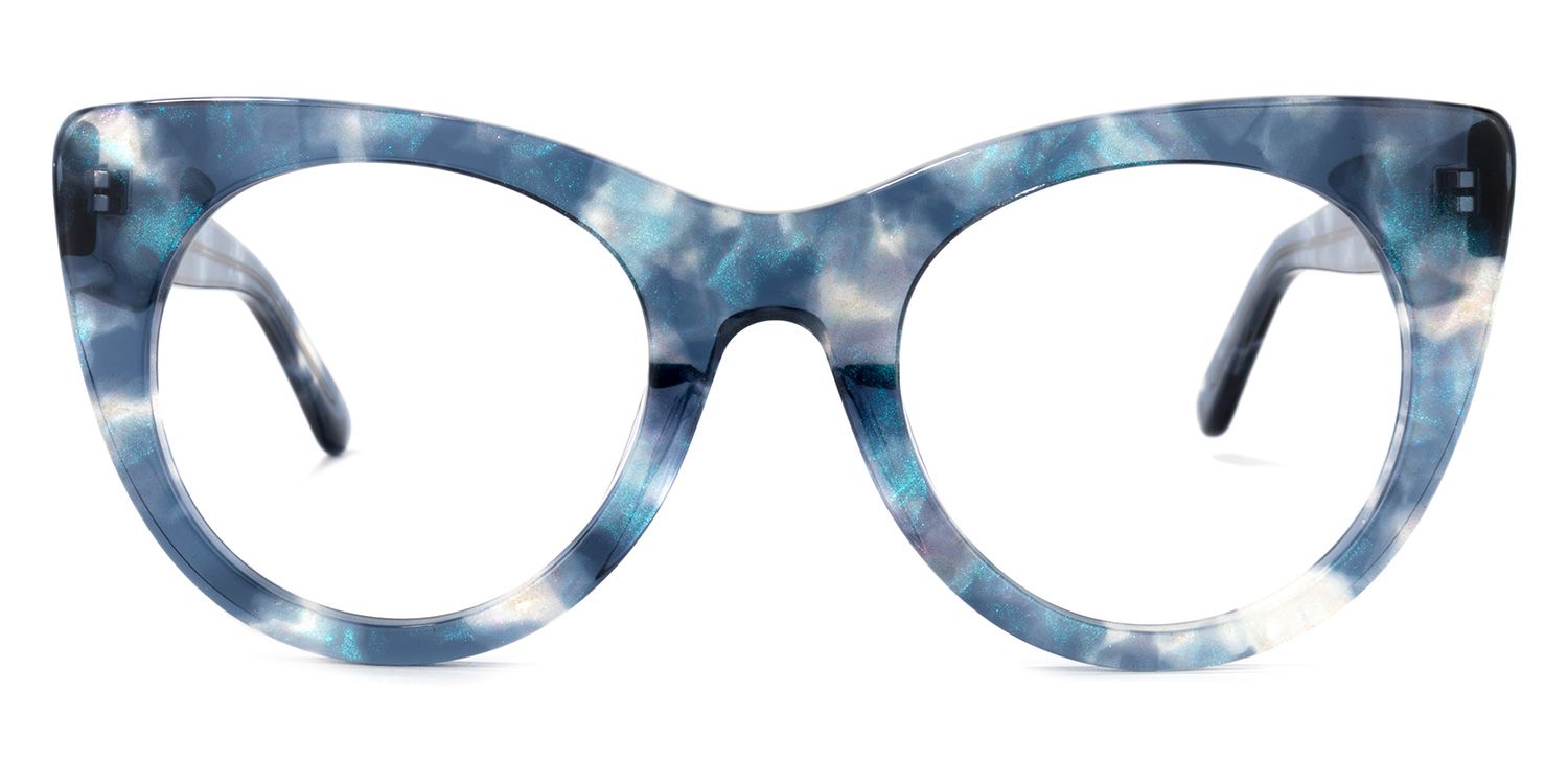 Starry Cateye Blue Frame Glasses | Zeelool Optical0