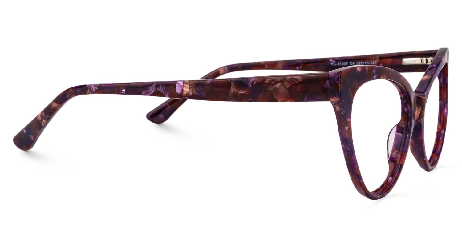 Cat Eye Purple Pattern Glasses | Zeelool Glasses4