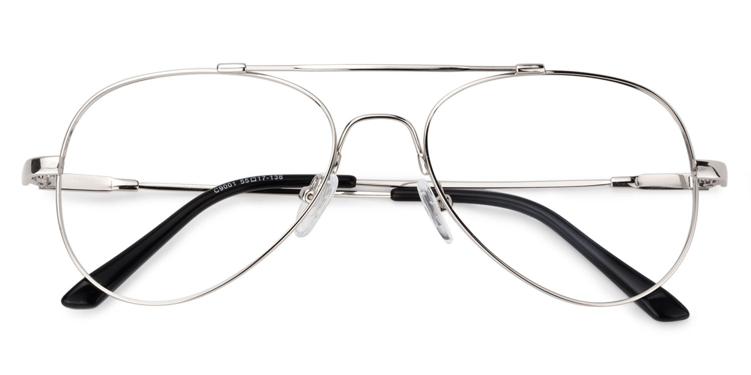 Aviator Silver Glasses | Zeelool Glasses1