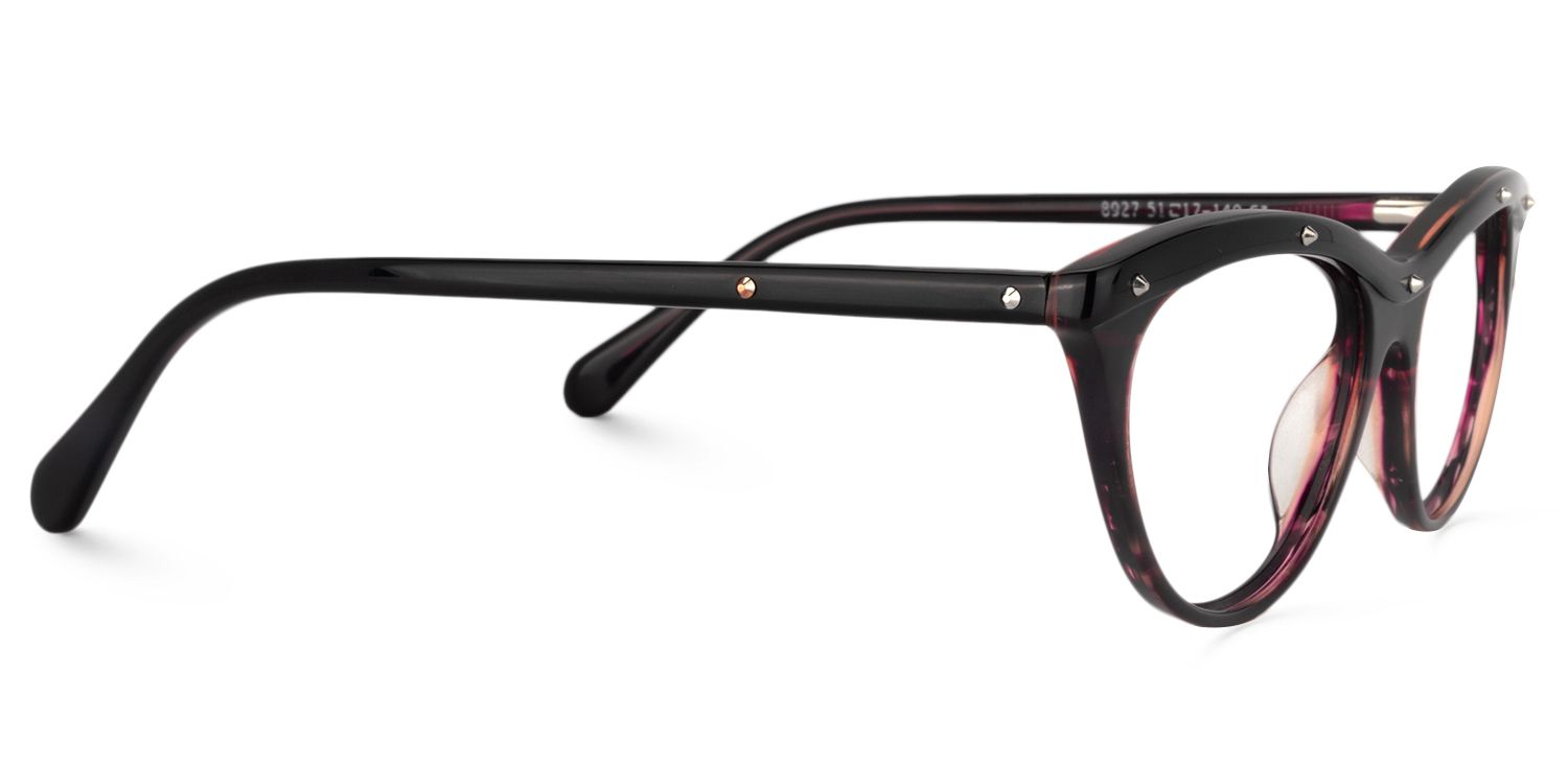Cat Eye Black-Red Glasses | Zeelool Glasses4