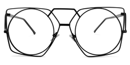 Evette Black Geometric Glasses0