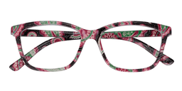 Deidre Rectangle Pink Floral Reading Glasses1