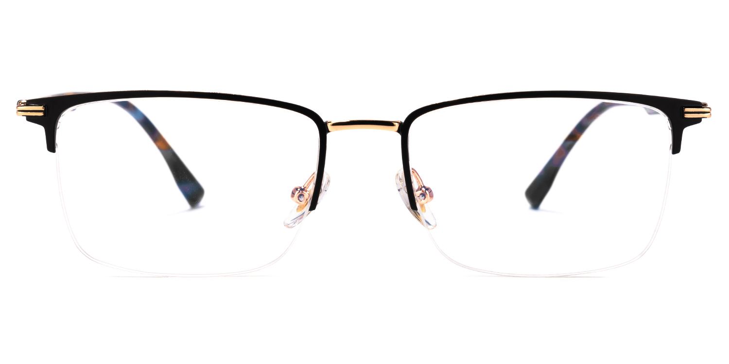 Simms Square Black Glasses with Semi-Rimless | ZEELOOL0