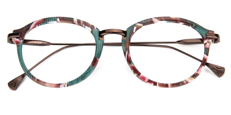 Anemone Round Green-Floral Glasses 