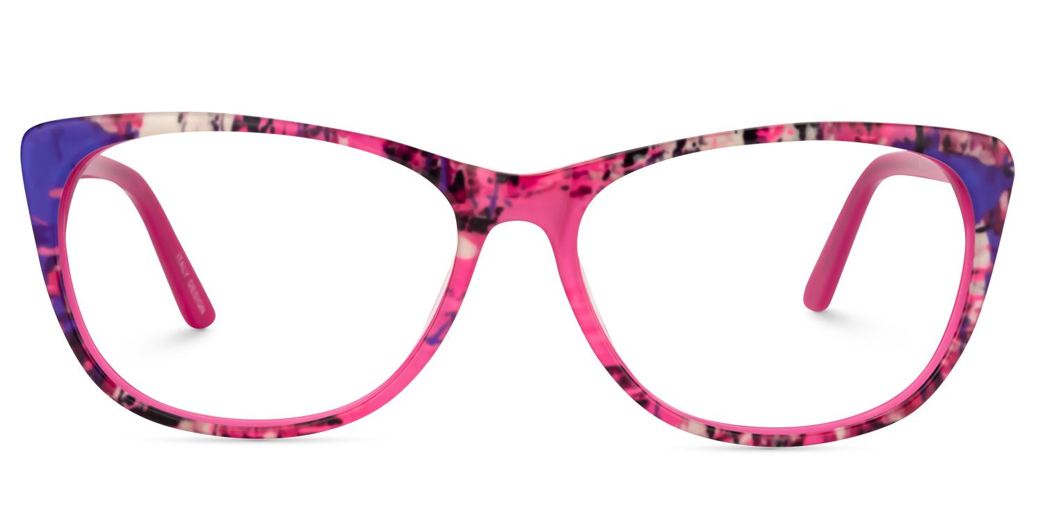 Rectangle Bright Pink Glasses | Zeelool Glasses0
