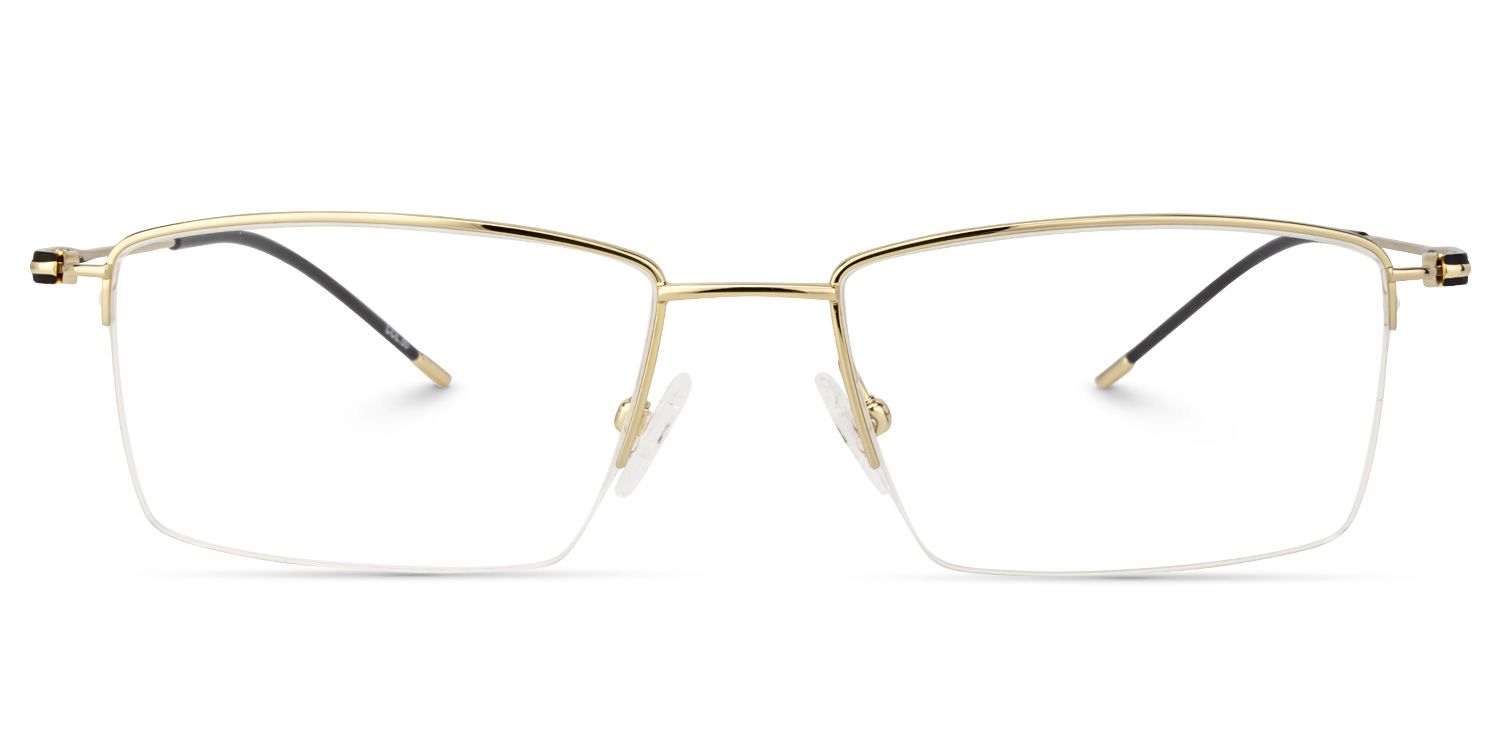 Rectangle Gold Glasses | Zeelool Titanium Eyeglasses0