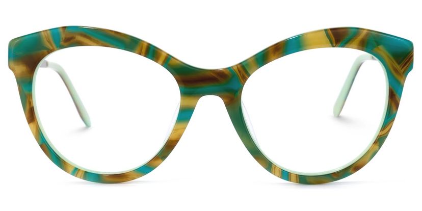Mileva Cateye Green-Floral Glasses