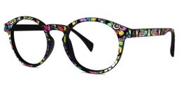 Street-Artist Purple-Floral Round Glasses1