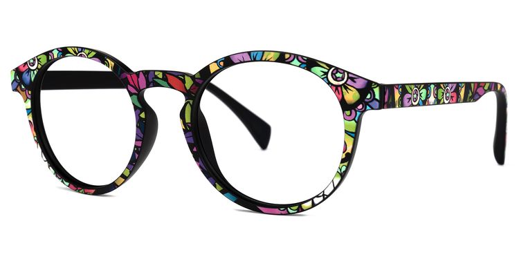 Street-Artist Purple-Floral Round Glasses