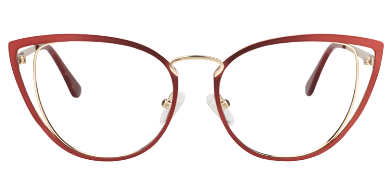 Cateye Red&Gold Glassess | Zeelool Eyeglass Frames0