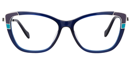 Queena Rectangle Dark Blue Glasses0