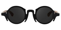 Charlie Black Round Sunglasses0