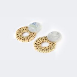Stylish Weave Round Shaped Pale White Earrings1