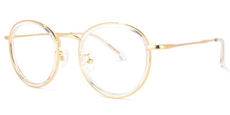 Yahya Round Gold-Clear Glasses