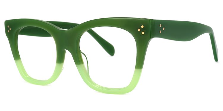 Tandy Rectangle Green Glasses