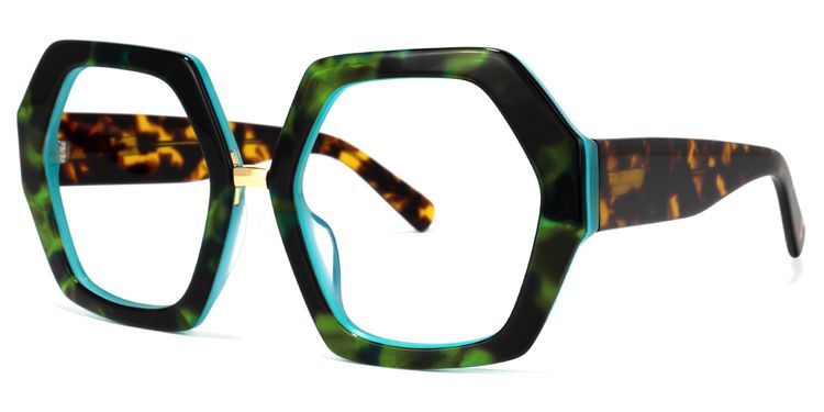 Otero Geometric Dark-Green Glasses