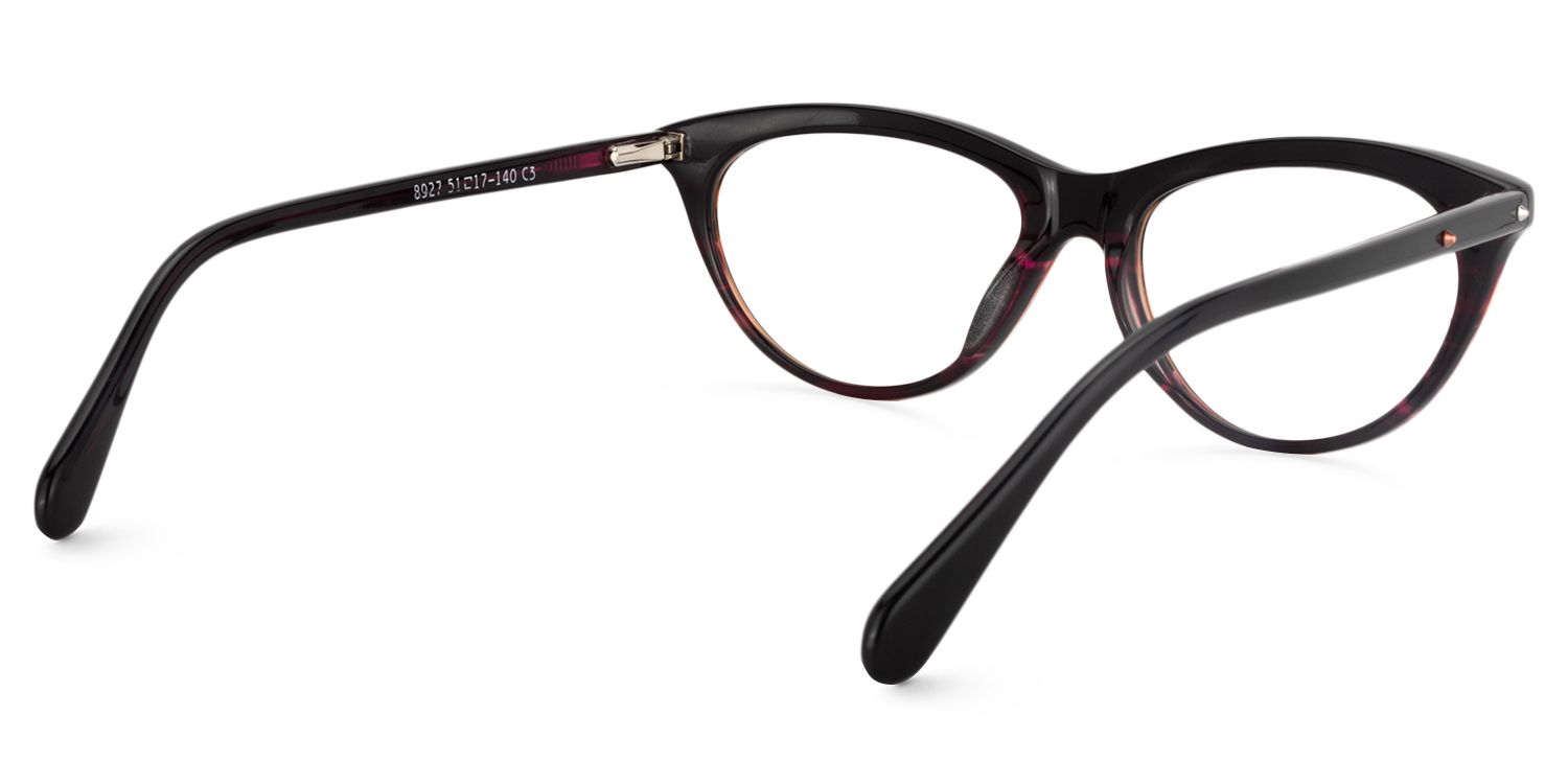 Cat Eye Black-Red Glasses | Zeelool Glasses5