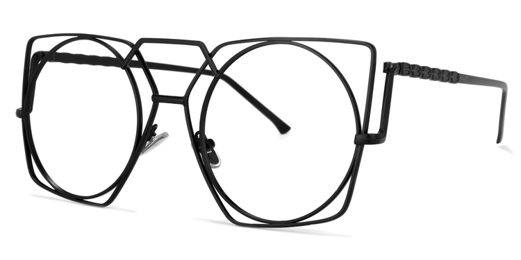 Evette Black Geometric Glasses