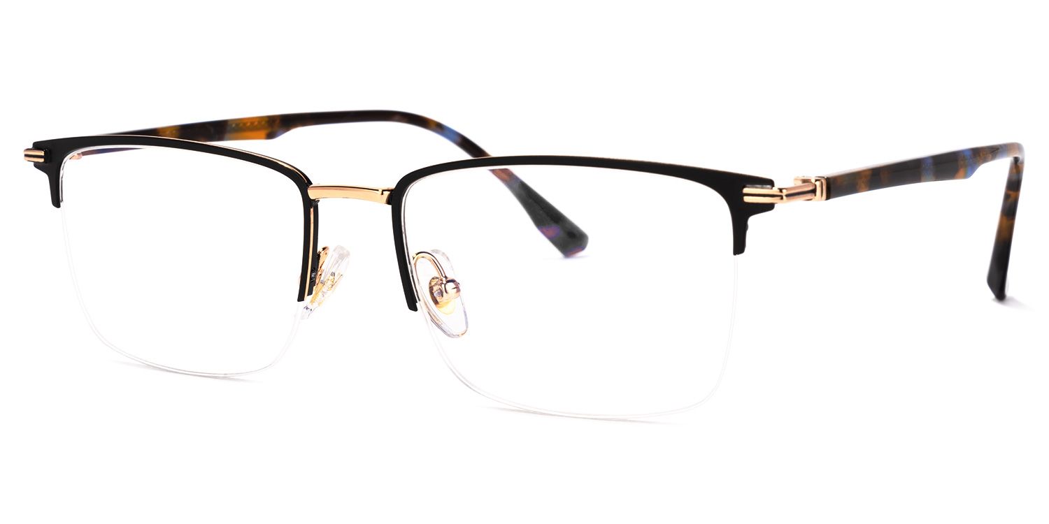 Simms Square Black Glasses with Semi-Rimless | ZEELOOL1