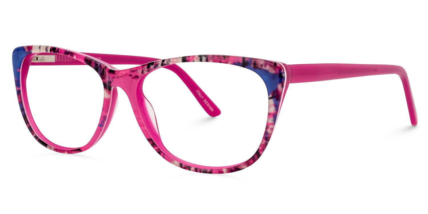 Rectangle Bright Pink Glasses | Zeelool Glasses2