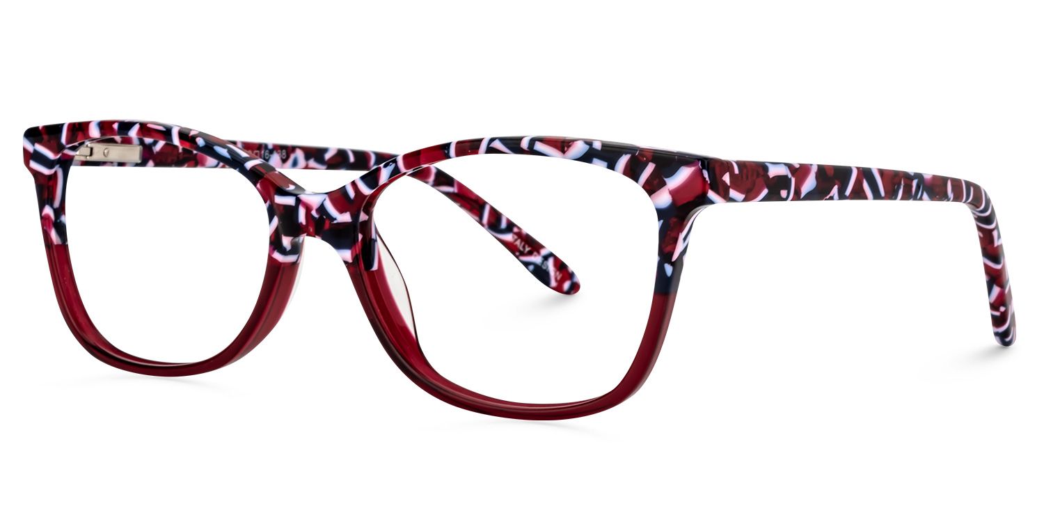 Rectangle Dark Red Glasses | Zeelool Glasses2