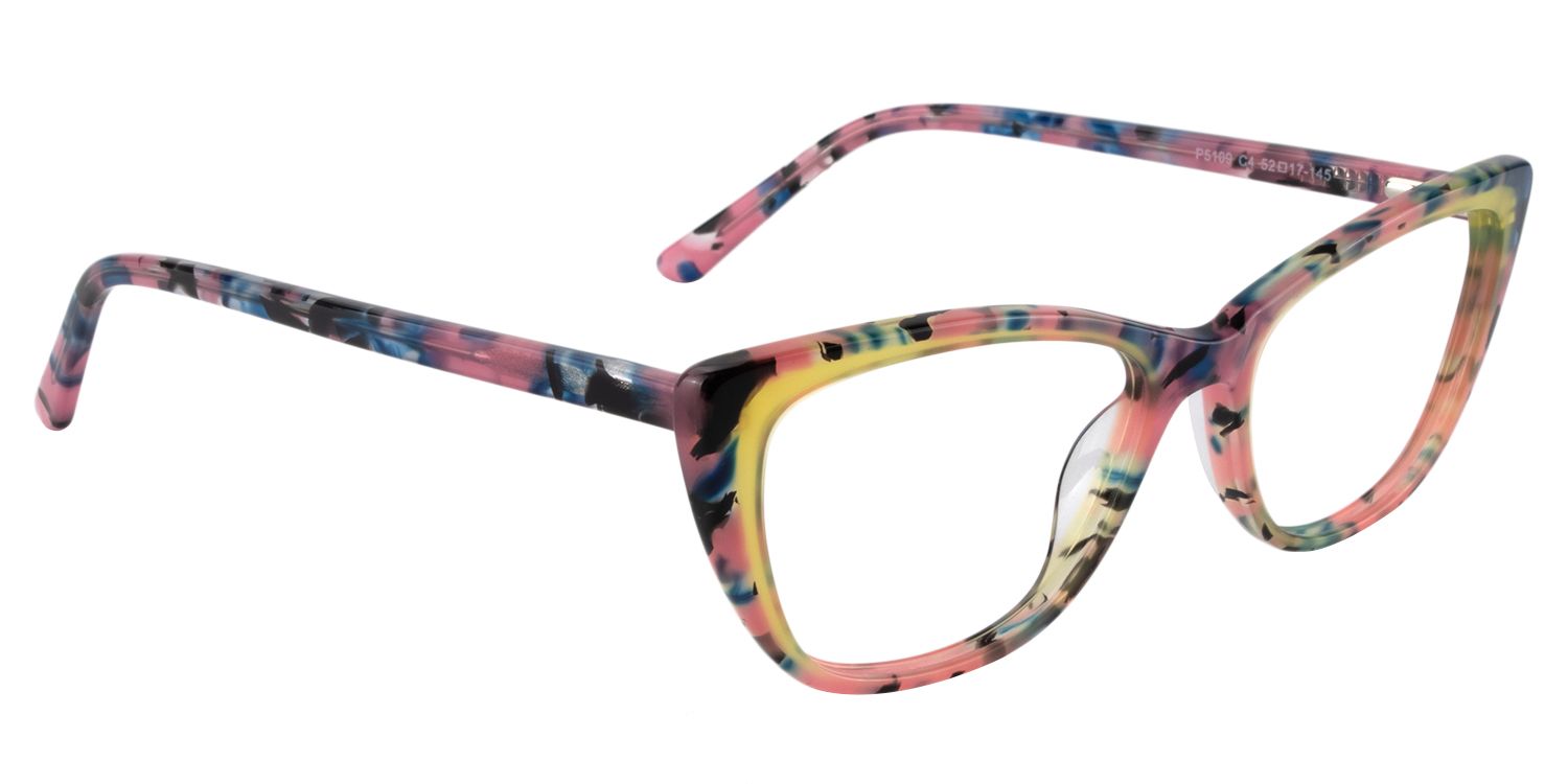 Rectangle Red Floral Glasses | Zeelool Glasses3