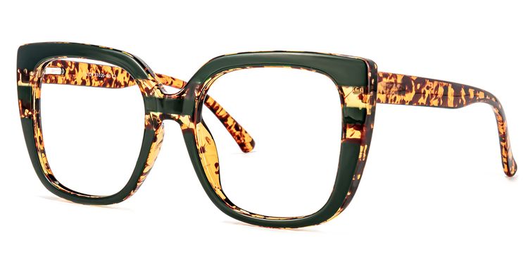 Brenda Square Dark-Green Glasses