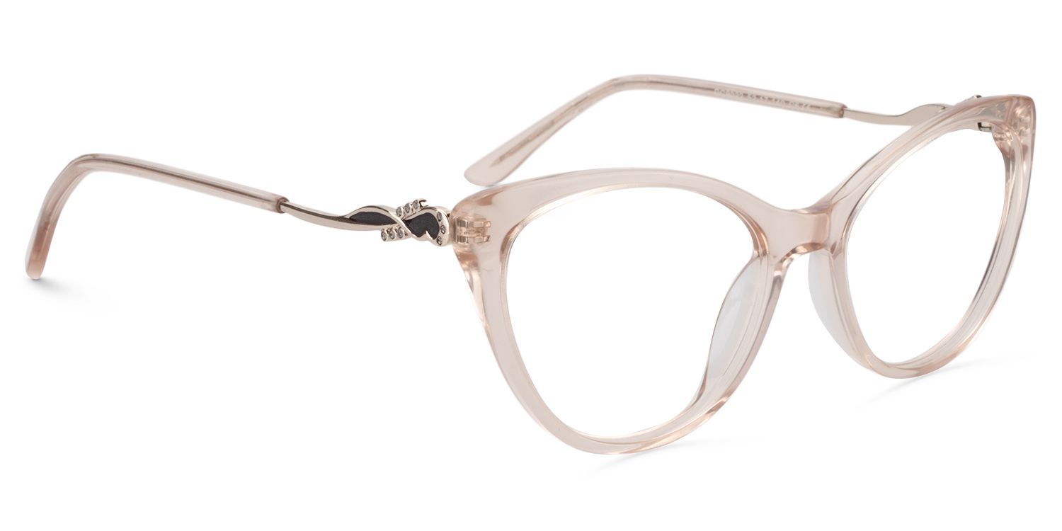 Cat Eye Beige Clear Glasses | Zeelool Glasses3