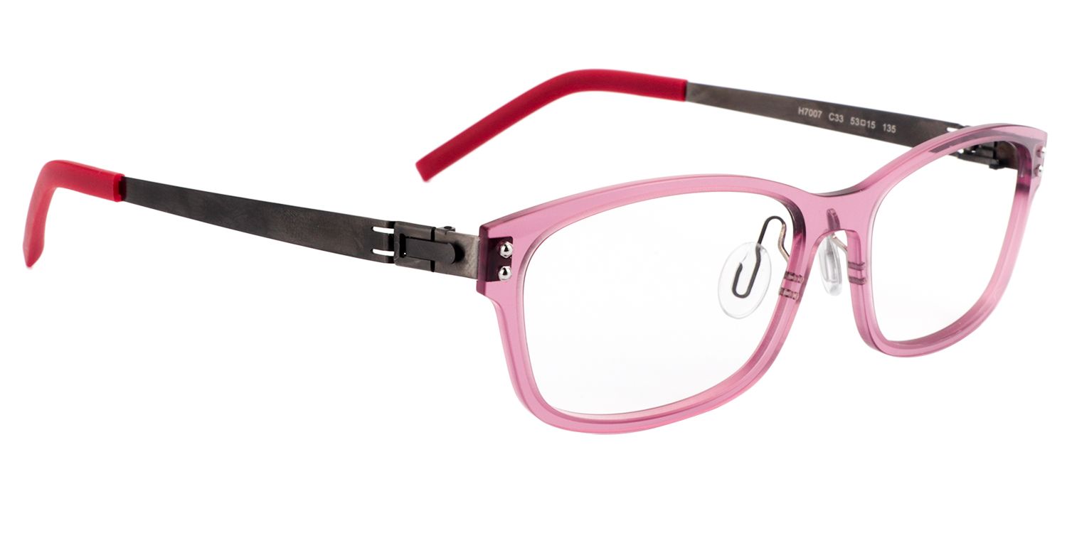 Rectangle Red-Pink Glasses | Zeelool Glasses3