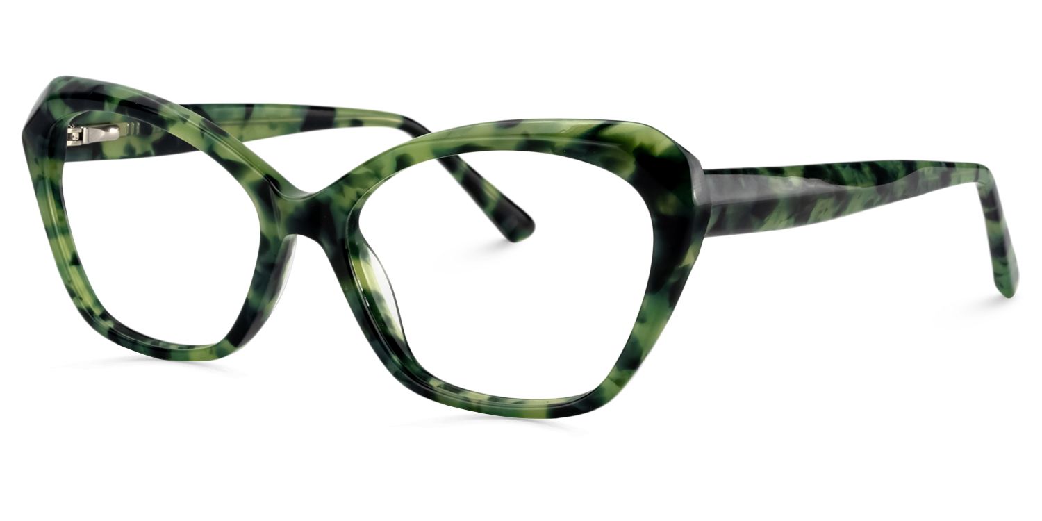 Rectangle Green Floral Glasses | Zeelool Glasses2