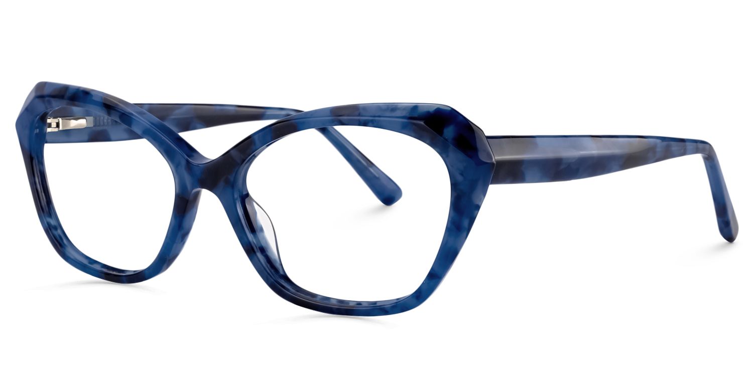 Rectangle Blue Floral Glasses | Zeelool Glasses3