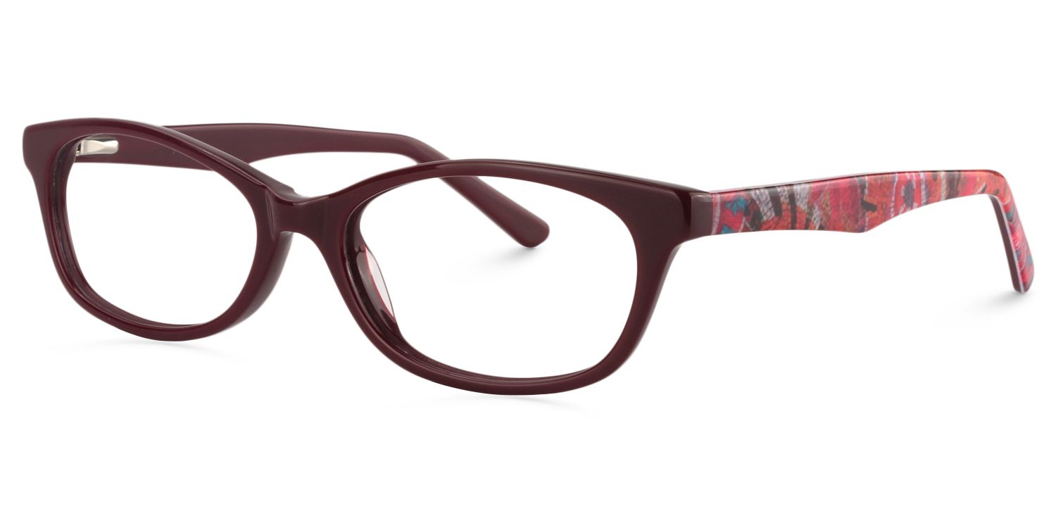 Rectangle Dark Red Glasses | Zeelool Glasses2