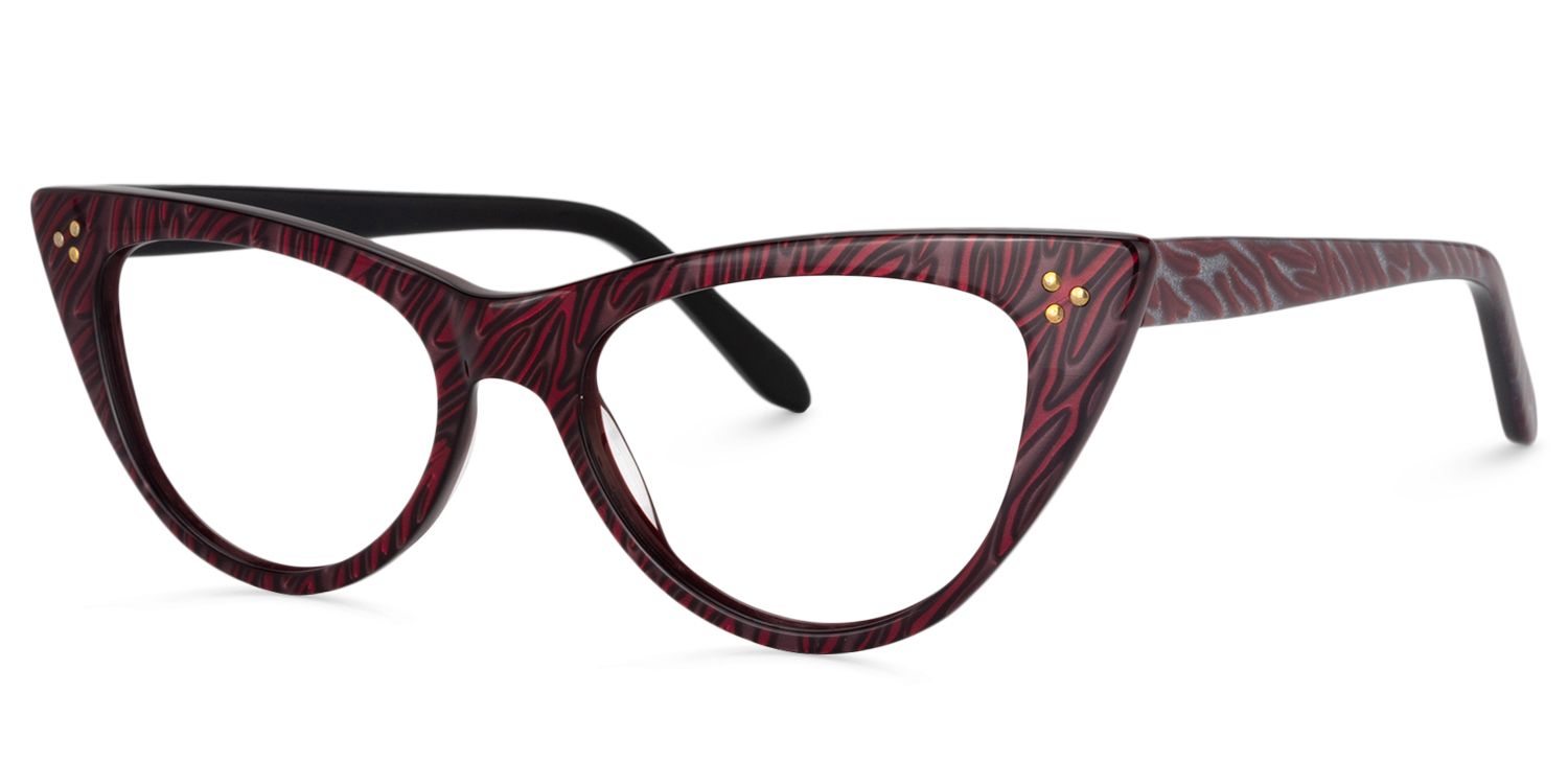 Cat-Eye Dark-Red Glasses | Zeelool Glasses2