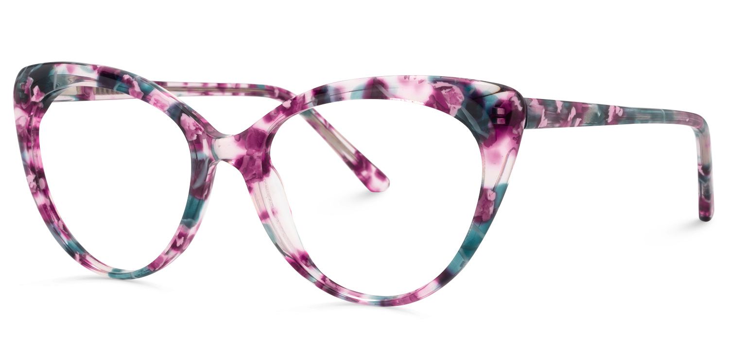 Cat Eye Purple Pattern Glasses | Zeelool Glasses3