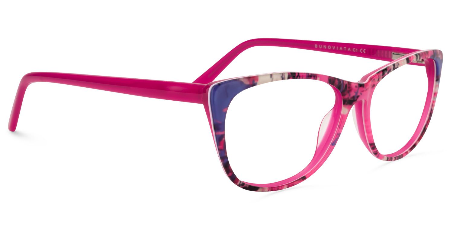 Rectangle Bright Pink Glasses | Zeelool Glasses1