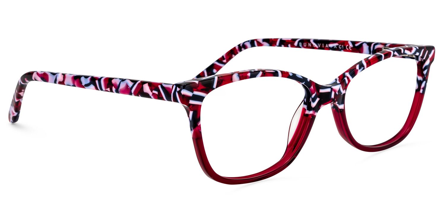 Rectangle Dark Red Glasses | Zeelool Glasses1