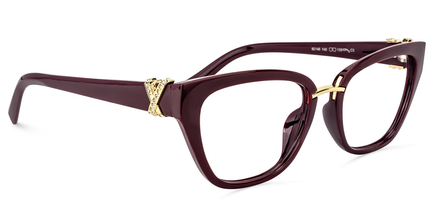 Cateye Dark Red Glasses | Zeelool Glasses1