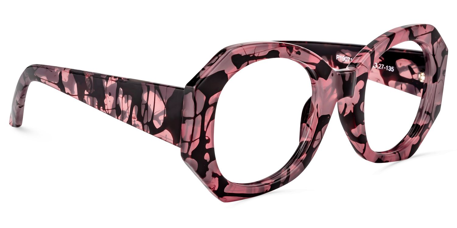 Geometric Pink-Floral Glasses | Zeelool Glasses1