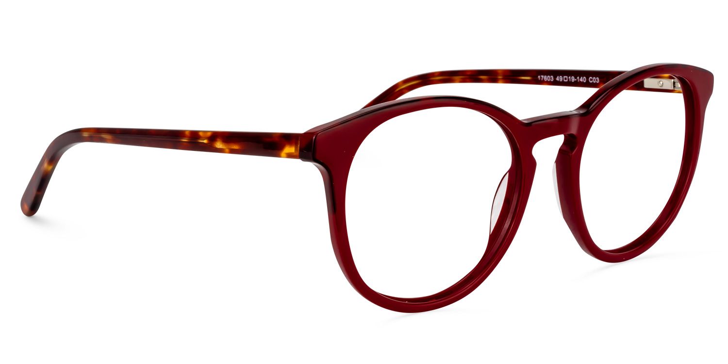 Round Dark Red Glasses | Zeelool Glasses2