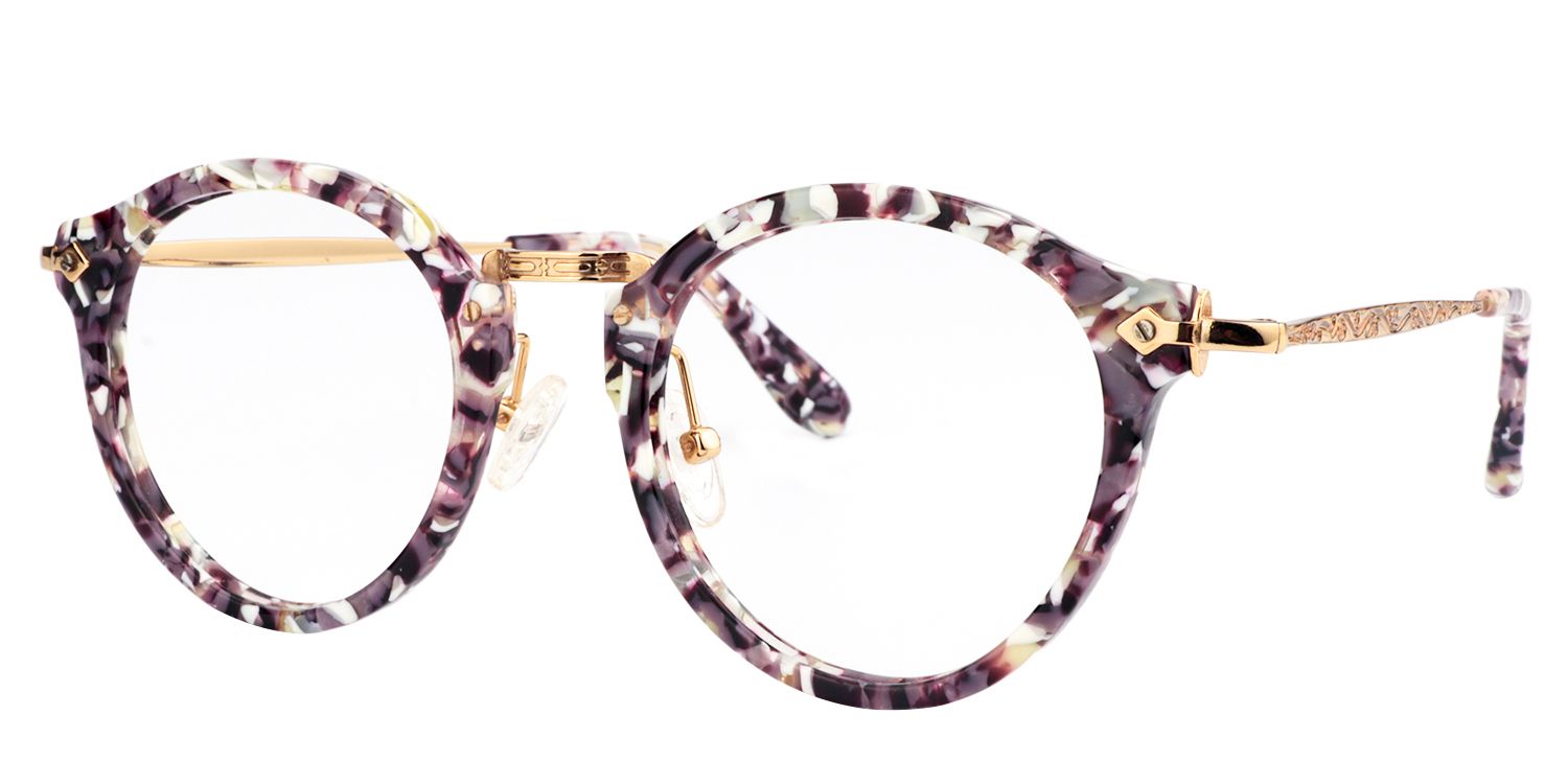 Round Purple Floral Glasses | Zeelool Glasses2