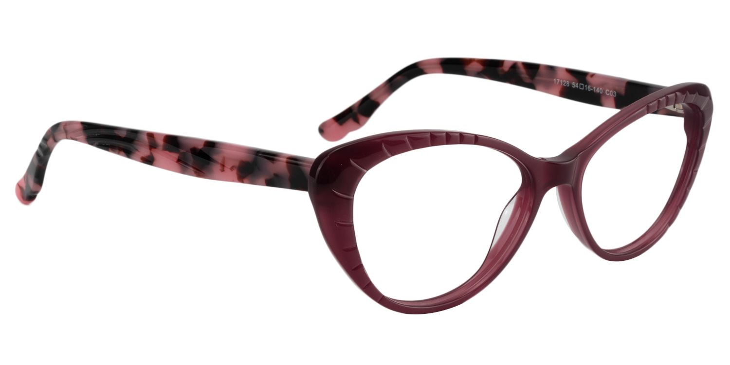 Cat eye Dark Red Glasses | Zeelool Glasses3