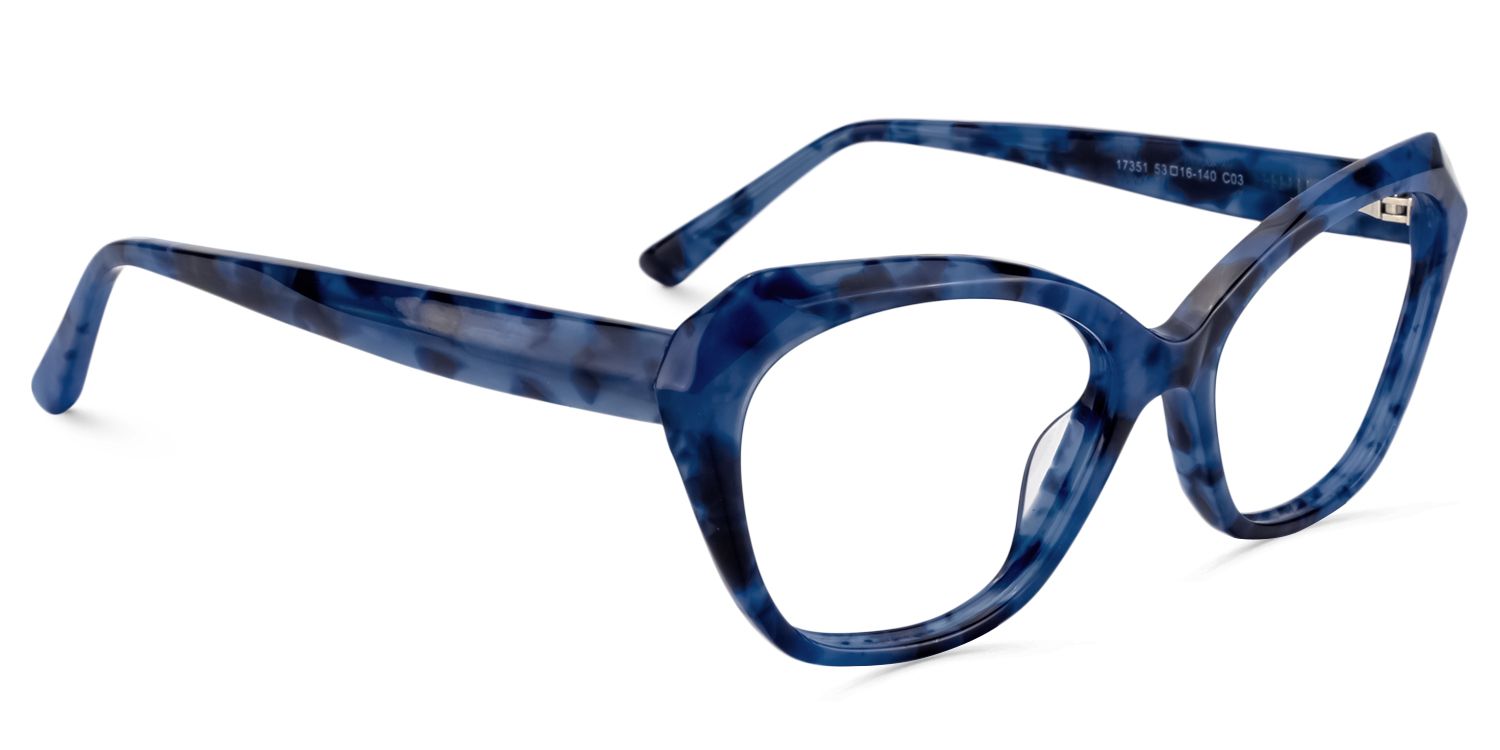 Rectangle Blue Floral Glasses | Zeelool Glasses2