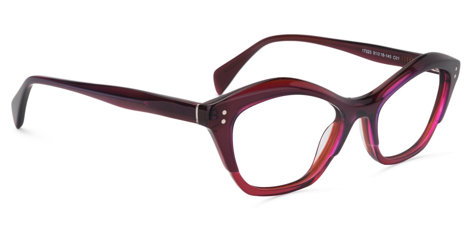 Cat Eye Dark Red Glasses | Zeelool Glasses3