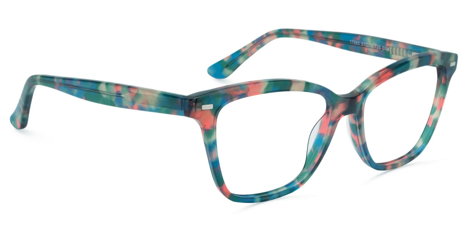 Square Green Floral Glasses | Zeelool Glasses3