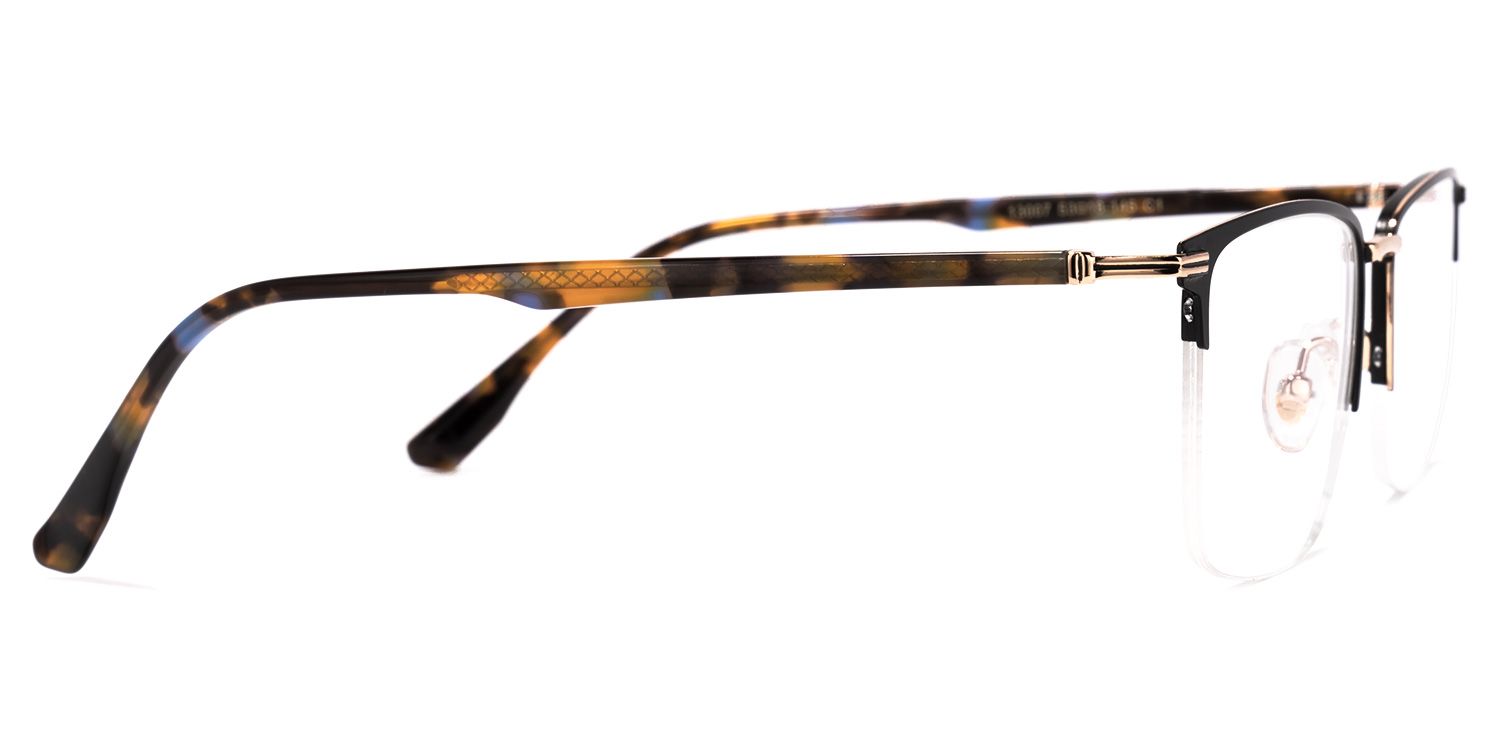 Simms Square Black Glasses with Semi-Rimless | ZEELOOL2