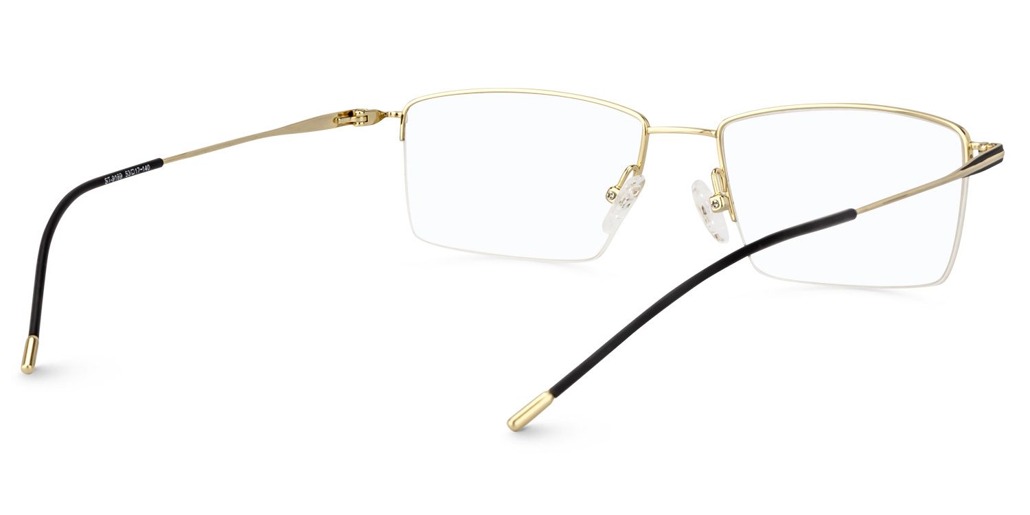 Rectangle Gold Glasses | Zeelool Titanium Eyeglasses4
