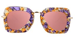 Jesse Square Purple Floral Sunglasses0