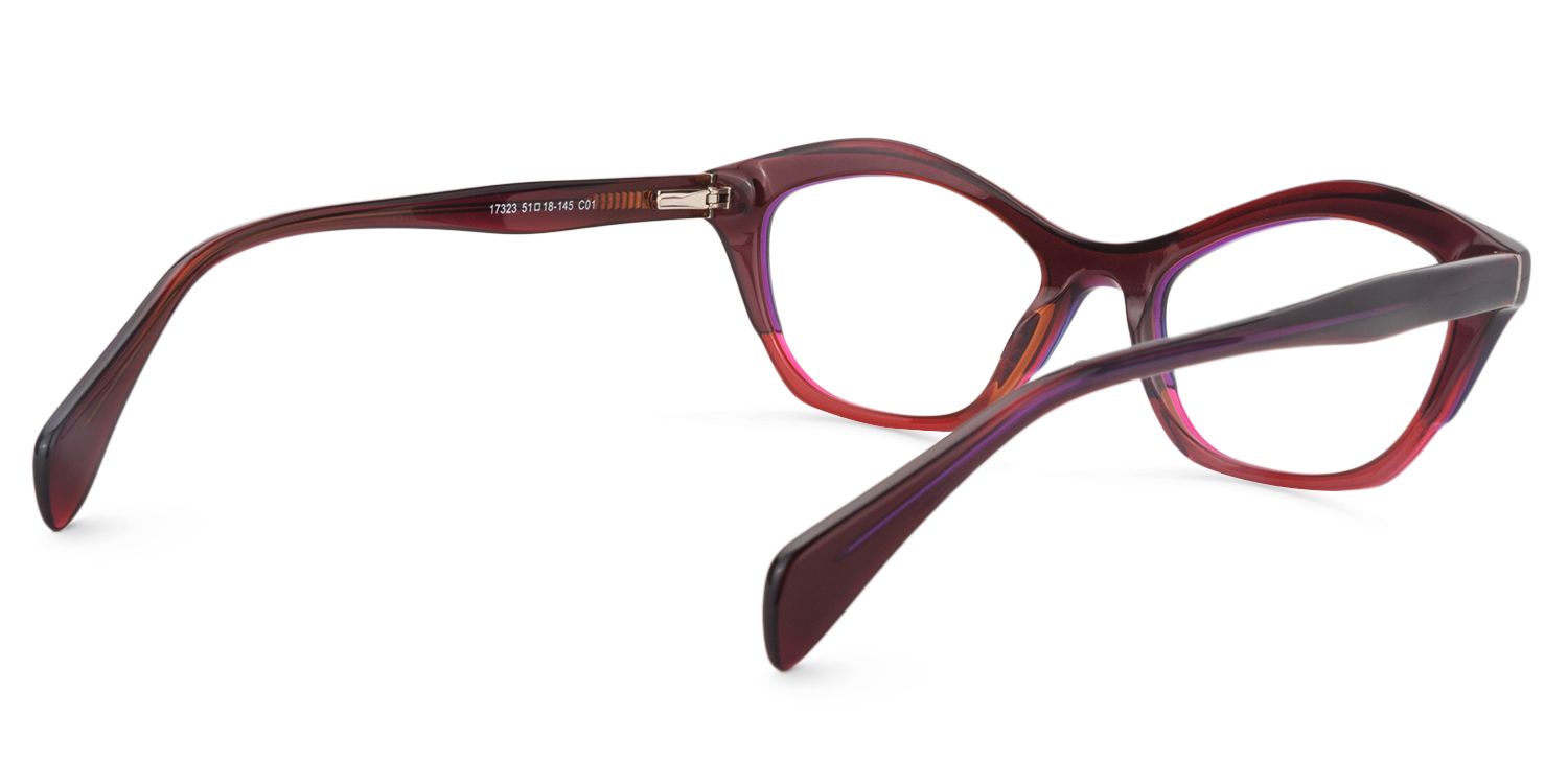 Cat Eye Dark Red Glasses | Zeelool Glasses5